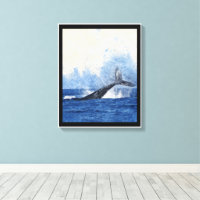 Blue Whale Tail Splashing in Ocean Art