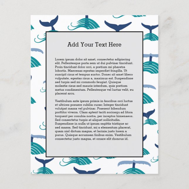Blue Whale Tail Waves Sea Animal Ocean Marine Flyer (Front)