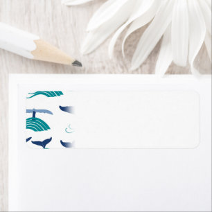 Blue Whale Tail Waves Sea Animal Ocean Marine Return Address Label