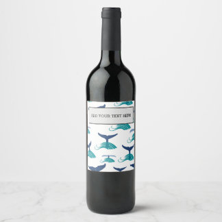 Blue Whale Tail Waves Sea Animal Ocean Marine Wine Label