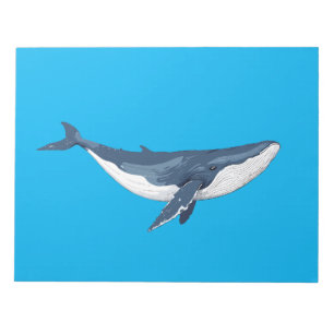 Blue Whale Vector Art Illustration Black and White Notepad
