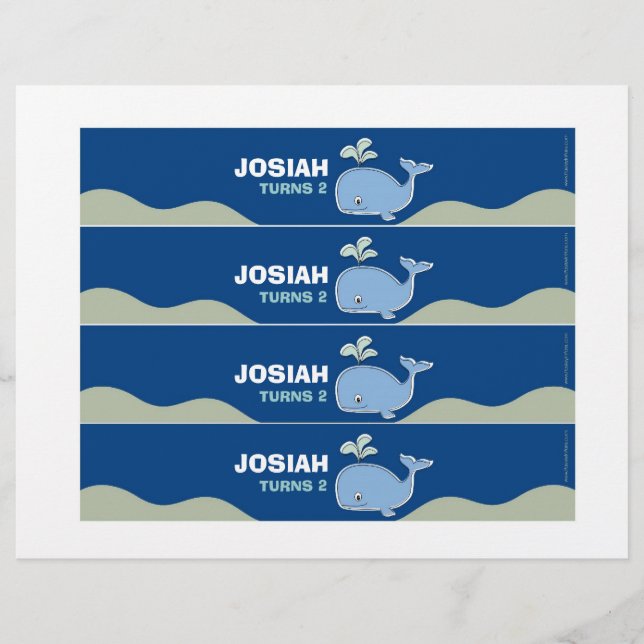 Blue Whale Water Bottle Labels (Front)