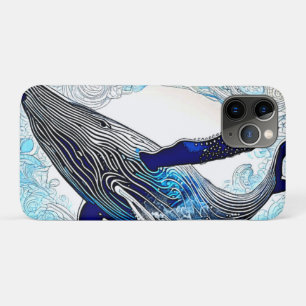 Blue Whale Wave Art iPhone 11 Pro Case