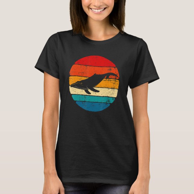 Blue Whale, Whale Lover, Whale Art, Retro Whale T-Shirt (Front)