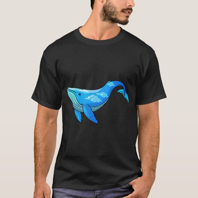 Blue whale with clouds T-Shirt (Front)
