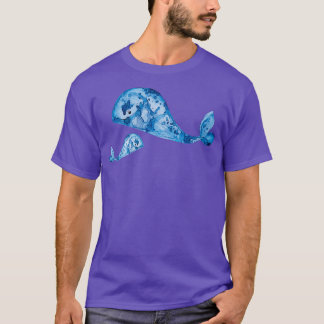 Blue Whale Wth Baby Painting T-Shirt