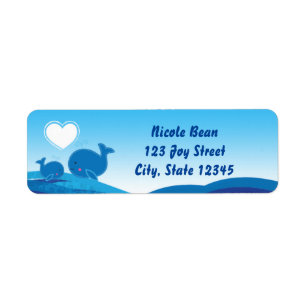 Blue Whales Baby Shower Invitation Address Labels