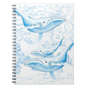 Blue Whales Family White Notebook