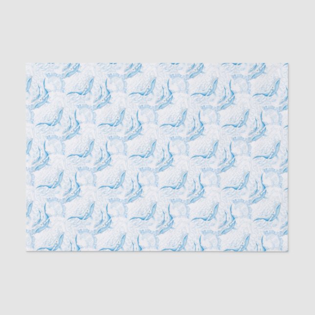 Blue Whales Family White Tissue Paper (Front)
