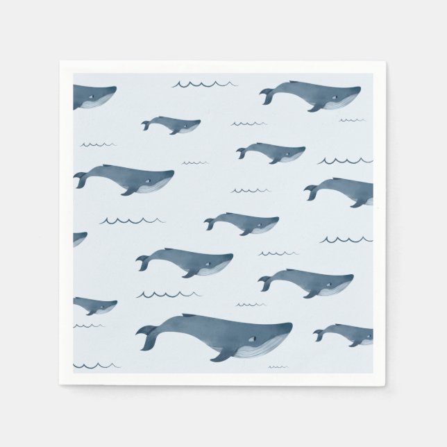 Blue Whales Swimming In The Ocean Napkin (Front)