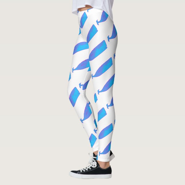 blue whales Thunder_Cove white Leggings (Left)
