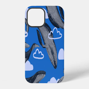 Blue Whales Vintage Hand Drawn iPhone 12 Case