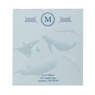 Blue Whales with Monogram Notepad