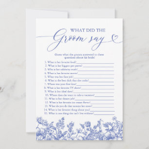 Blue What Did The Groom Say Bridal Shower Game Invitation