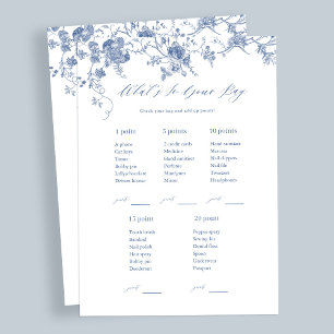 Blue What's In Your Bag Bridal Shower Game Cards
