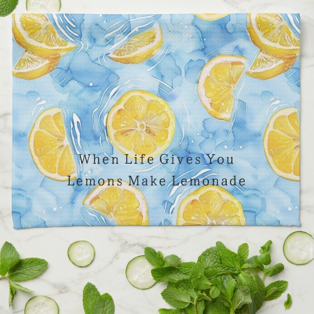 Blue When Life Gives You Lemons Lemonade Tea Towel (Folded)