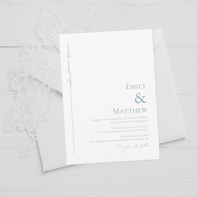 Blue Where Forever Begins Wedding Invitation (Creator Uploaded)