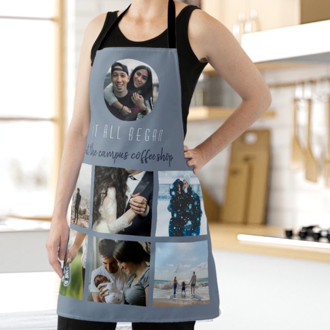 Blue Where it All Began Couples Photo Apron (Creator Uploaded)