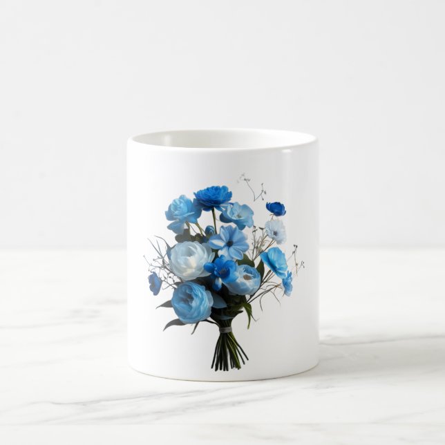 Blue & Whiite Flowers Coffee Mug (Center)