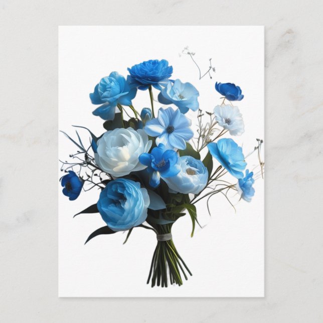 Blue & Whiite Flowers Postcard (Front)