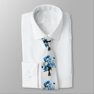 Blue & Whiite Flowers Tie
