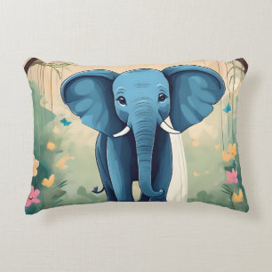Blue Whimsical Baby Elephant, Decorative Cushion