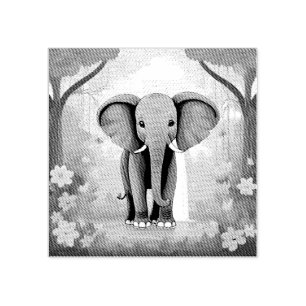 Blue Whimsical Baby Elephant, Rubber Stamp