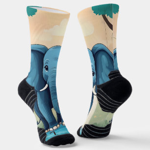 Blue Whimsical Baby Elephant, Socks