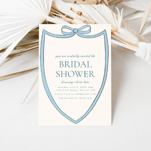 Blue Whimsical Bow Bridal Shower Invitation
