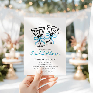 Blue Whimsical Champagne Bridal Shower Invitation