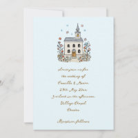 Blue Whimsical Chapel Doodle Wedding