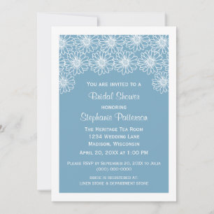 Blue Whimsical Daisies Bridal Shower Invite
