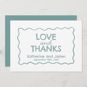 Blue Whimsical doodle wedding Flat Thank You Card