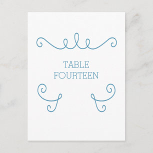 Blue Whimsical Flourish Table Number Postcard