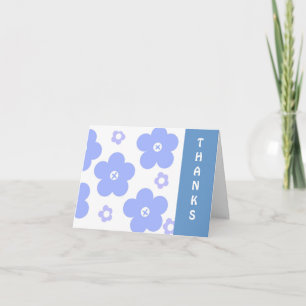 Blue Whimsical Flowers Thank You Card
