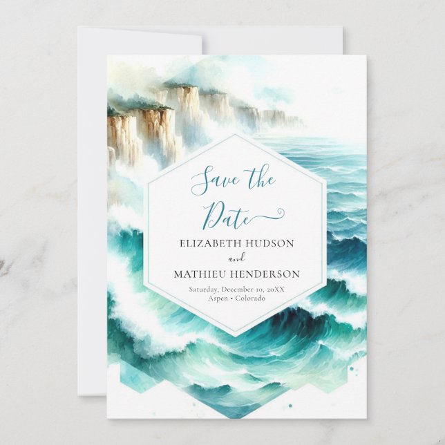 Blue Whimsical Nautical Wedding  Save The Date (Front)