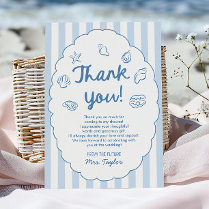 Blue Whimsical Seashell Coastal Bridal Shower Thank You Card