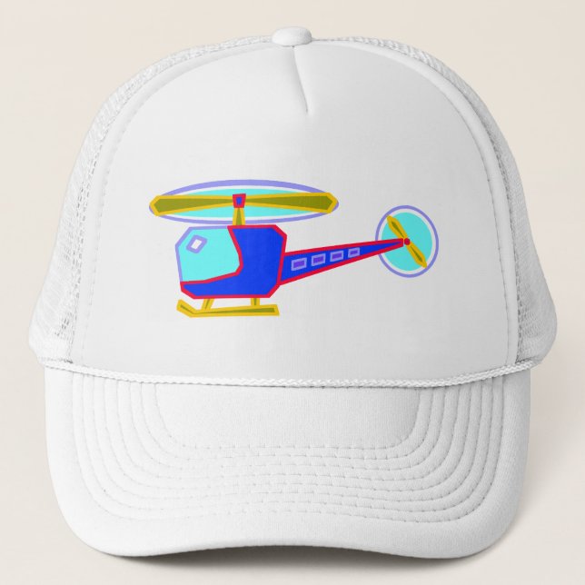 Blue Whirly-Curly Helicopter Trucker Hat (Front)