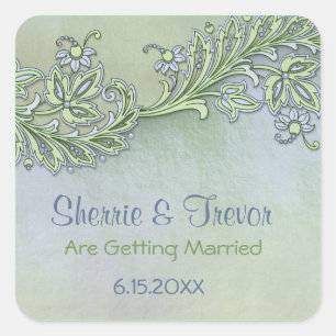 Blue Whisper Floral - Getting Married Square Sticker