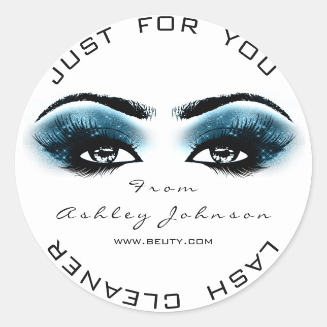 Blue Whit Beauty Glitter Coral Lash Makeup Cleaner Classic Round Sticker (Front)