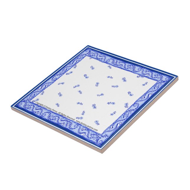 Blue & white 2, Small (4.25" x 4.25") Ceramic Tile (Side)