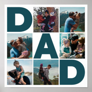 Blue & White 6 Photo Collage Dad Poster