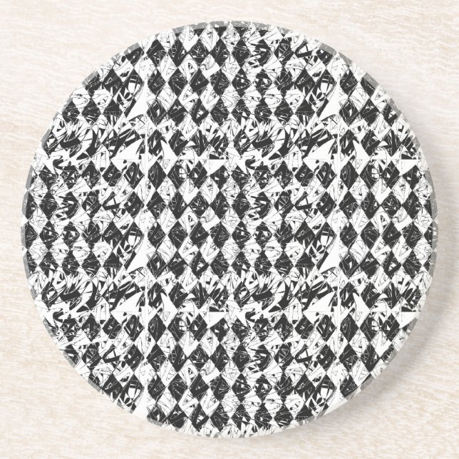 Blue & White Abstract Diamonds Coaster (Front)