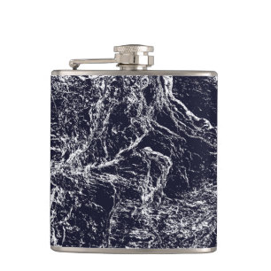 Blue/White Abstract Hip Flask