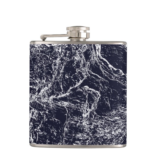 Blue/White Abstract Hip Flask (Front)