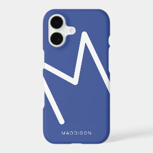 Blue White Abstract Modern Initial Custom Colour