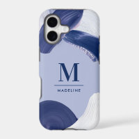 Blue white abstract textured modern hand painted