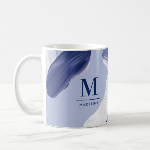 Blue white abstract textured modern hand painted coffee mug