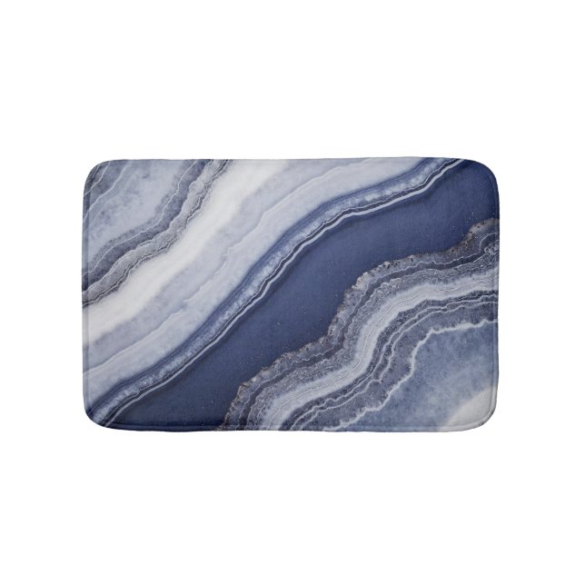 Blue White Agate Marble Bath Mat (Front)