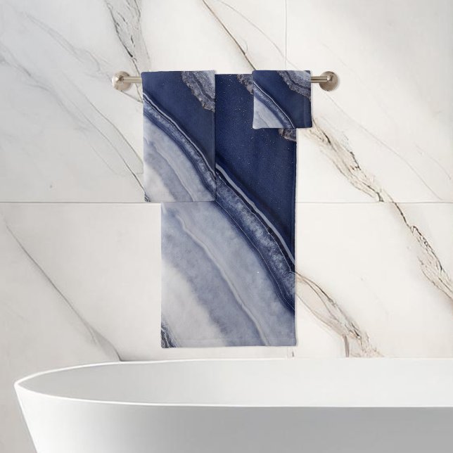 Blue White Agate Marble Bath Towel Set (Creator Uploaded)